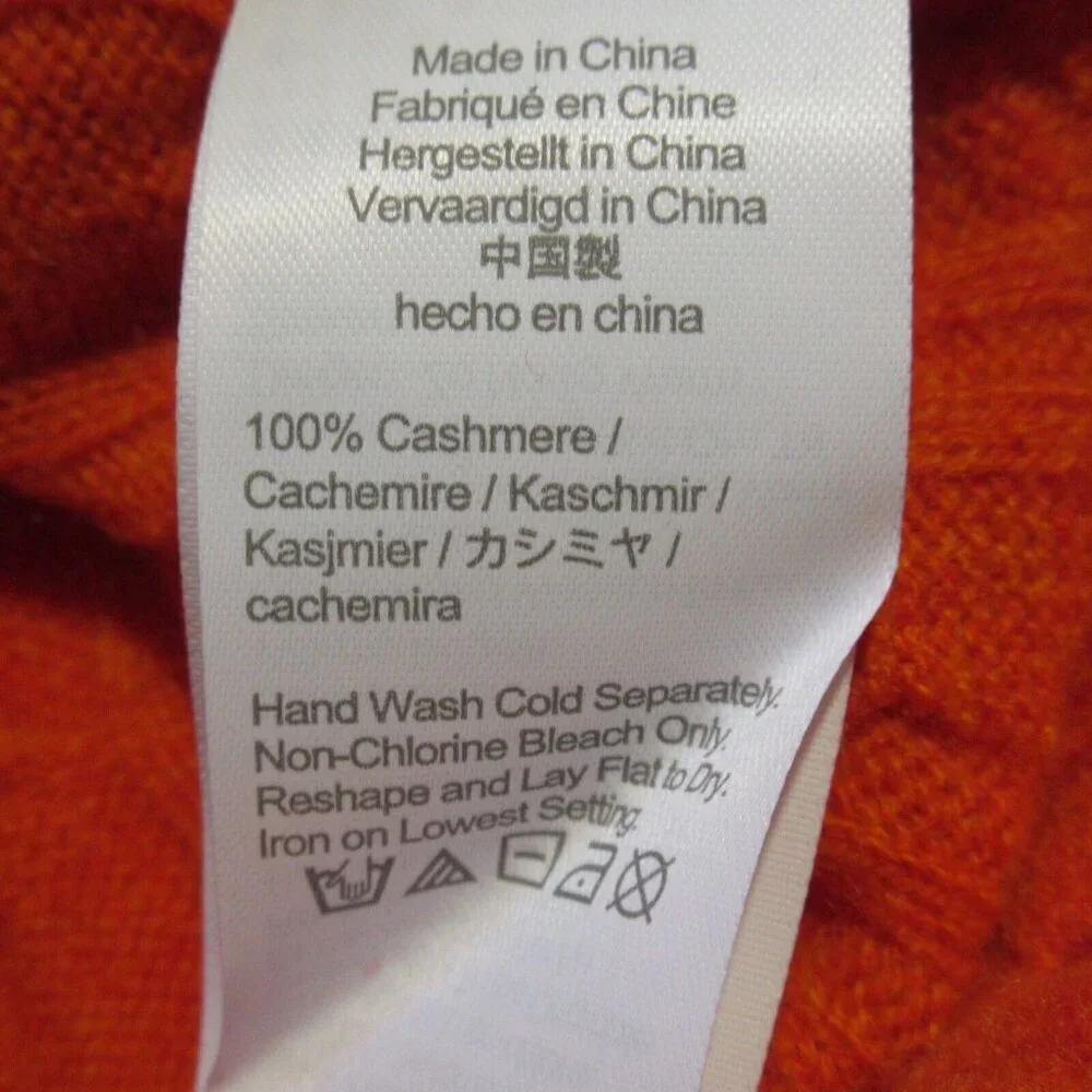 NWT J.Crew Cashmere Cable-knit Henley T-shirt in Heather Pumpkin Sweater S